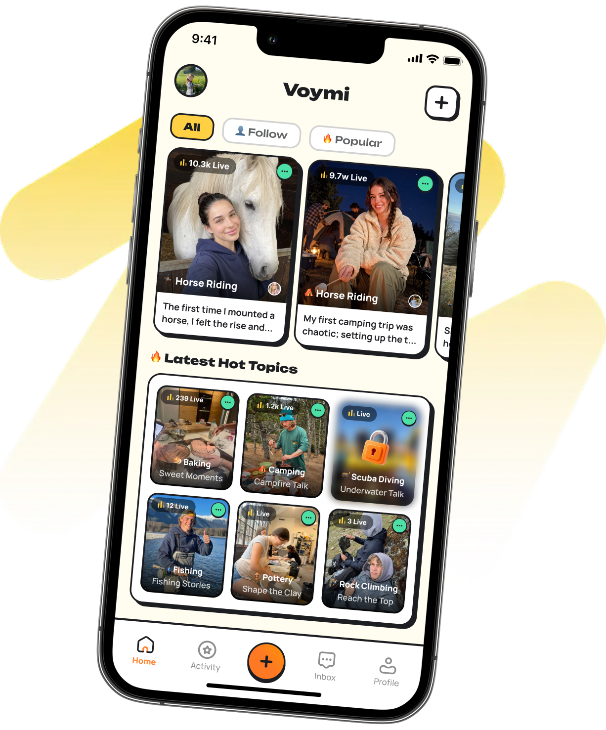 Voymi app home screen